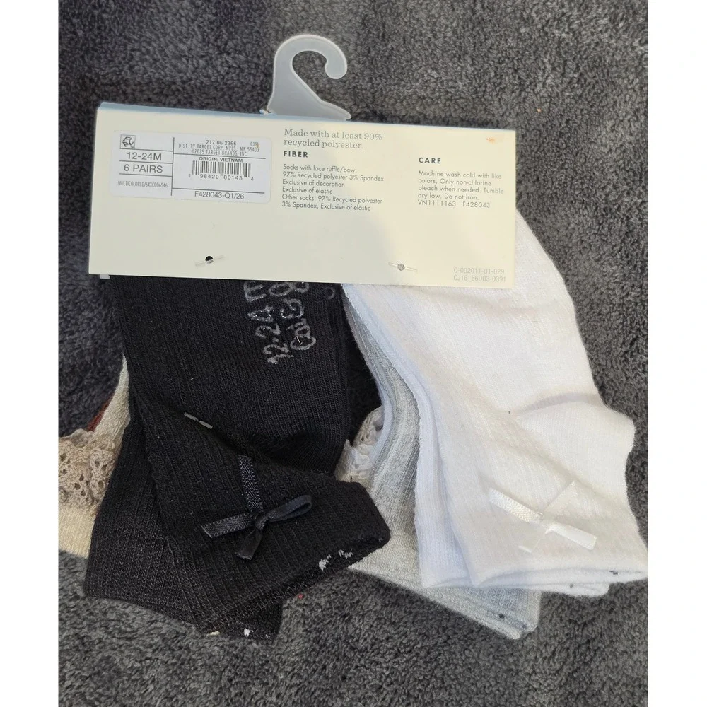 Cat & Jack Baby Girls Tights and Socks Bundle 6-12M 12-24M White Black Brown 6pk